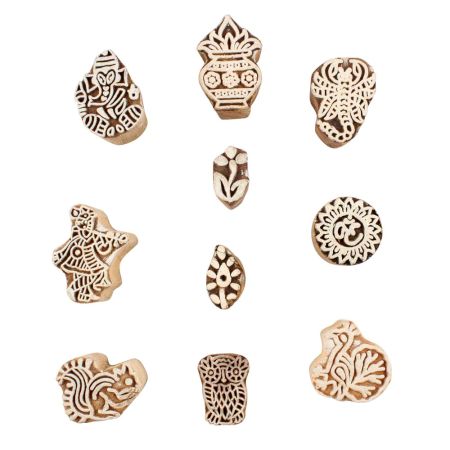 Set of 10 Piece New Mix Wooden Printing Block